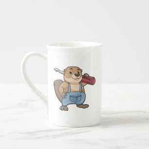 Beaver as Craftsman with Wrench Bone China Mug