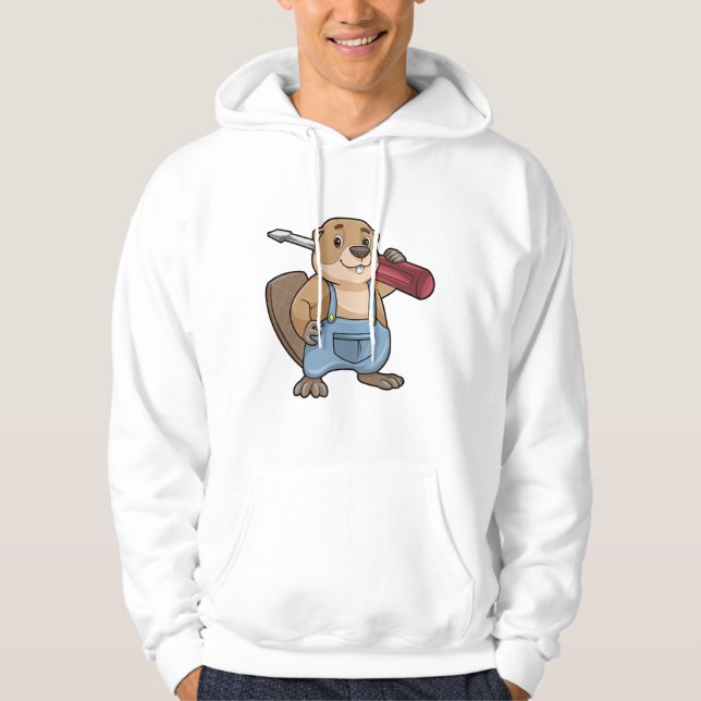 Beaver as Craftsman with Wrench Hoodie (Front)