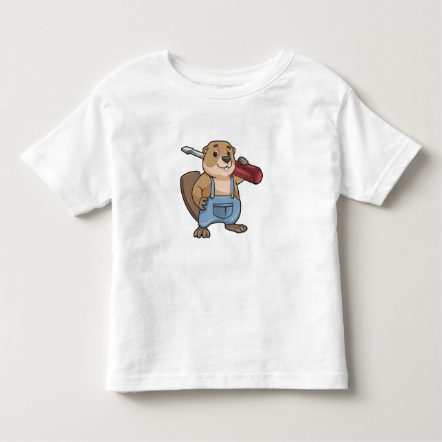Beaver as Craftsman with Wrench Toddler T-Shirt (Front)