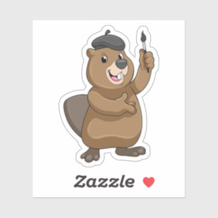 Beaver as Painter with Paint brush