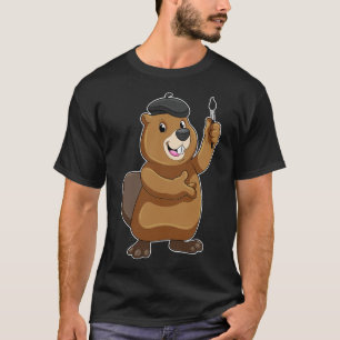 Beaver as Painter with Paint brush T-Shirt
