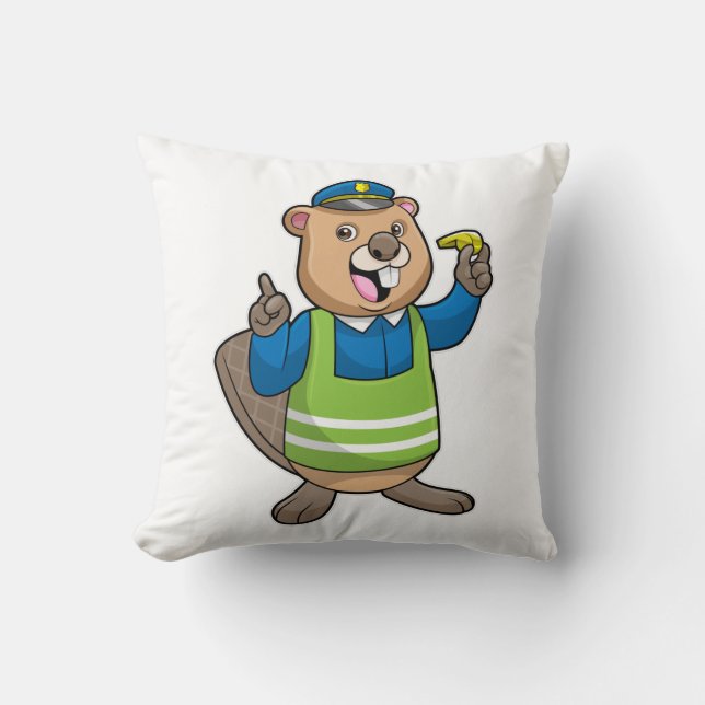 Beaver as Police officer with Whistle Cushion (Front)