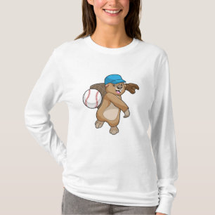 Beaver at Baseball Sports with Cap T-Shirt