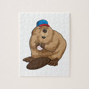 Beaver at Baseball with Baseball ball Jigsaw Puzzle