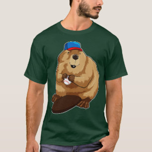 Beaver at Baseball with Baseball ball T-Shirt