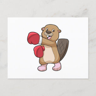 Beaver at Boxing with Boxing gloves Postcard