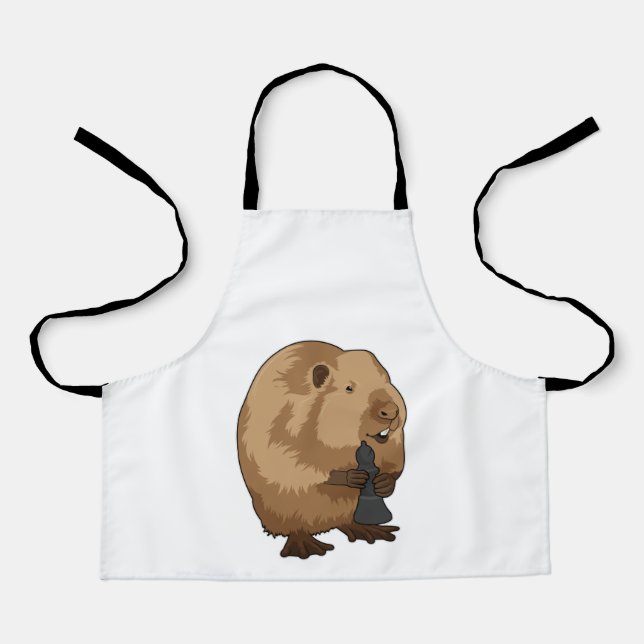 Beaver at Chess with Chess piece Bishop Apron (Front)