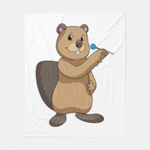 Beaver at Darts with Dart Fleece Blanket