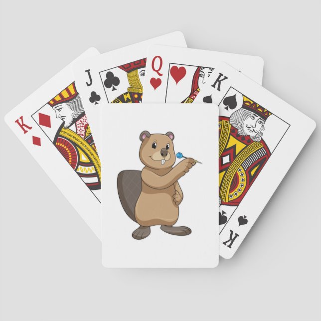Beaver at Darts with Dart Playing Cards (Back)