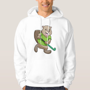 Beaver at Hockey with Hockey bat Hoodie