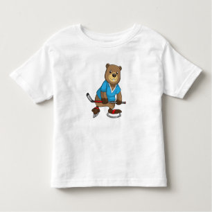 Beaver at Ice hockey with Ice hockey stick Toddler T-Shirt