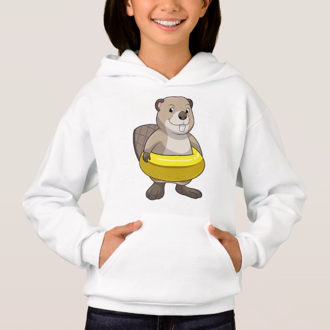Beaver at Swimming with Swim ring (Front)