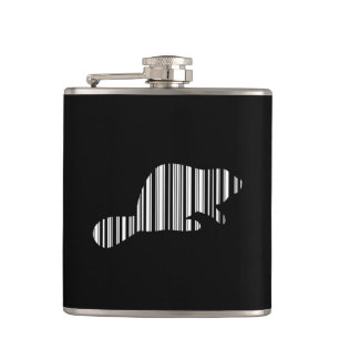 BEAVER BAR CODE Animal Barcode Pattern Design Hip Flask