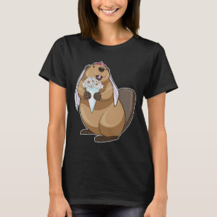 Beaver Bride Flower Wedding T-Shirt