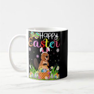 Beaver Bunny Egg Hunting   Beaver Happy Easter  Coffee Mug