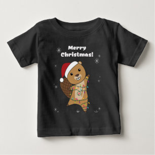 Beaver Cheerful Christmas Winter Animals Beavers Baby T-Shirt