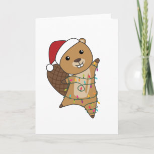 Beaver Cheerful Christmas Winter Animals Beavers Card