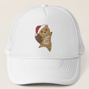 Beaver Cheerful Christmas Winter Animals Beavers Trucker Hat