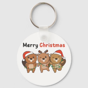 Beaver Christmas Animals Beavers Merry Christmas K Key Ring