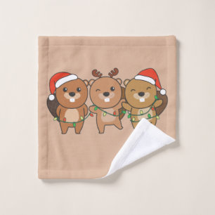 Beaver Christmas Christmas Animals Cute Beaver Was Wash Cloth