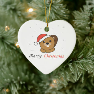 Beaver Christmas Snow Winter Animals Beaver Ceramic Ornament