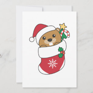 Beaver Christmas Snow Winter Animals Beaver Holiday Card