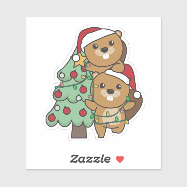 Beaver Christmas Tree Christmas Animals Beavers (Sheet)