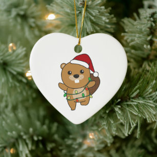 Beaver Christmas Winter Animals Beaver Ceramic Ornament