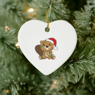 Beaver Christmas Winter Animals Beaver Ceramic Ornament