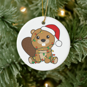 Beaver Christmas Winter Animals Beaver Ceramic Ornament