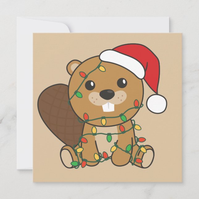 Beaver Christmas Winter Animals Beaver Invitation (Front)