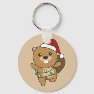 Beaver Christmas Winter Animals Beaver Keychain