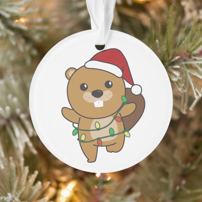 Beaver Christmas Winter Animals Beaver Ornament (Tree)