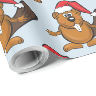 Beaver christmas wrapping paper