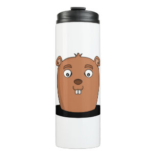 Beaver coming out of a hole thermal tumbler