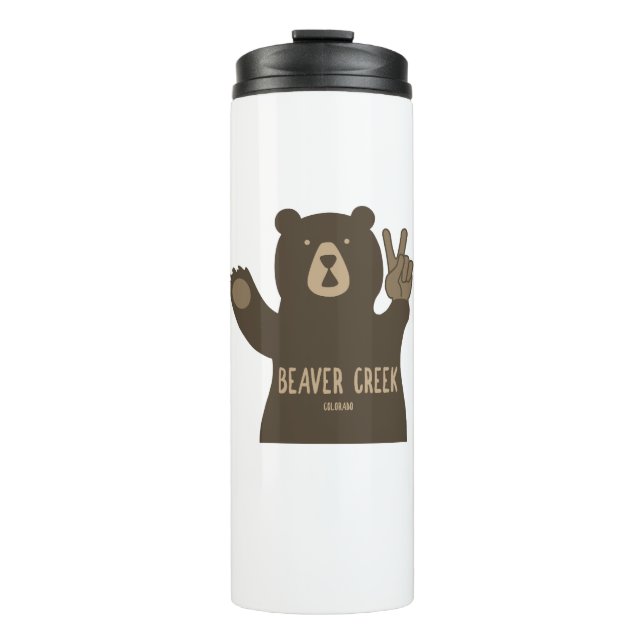 Beaver Creek Colorado Peace Bear Thermal Tumbler (Front)