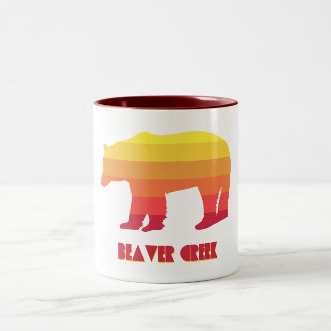 Beaver Creek Colorado Rainbow Bear Two-Tone Coffee Mug (Center)