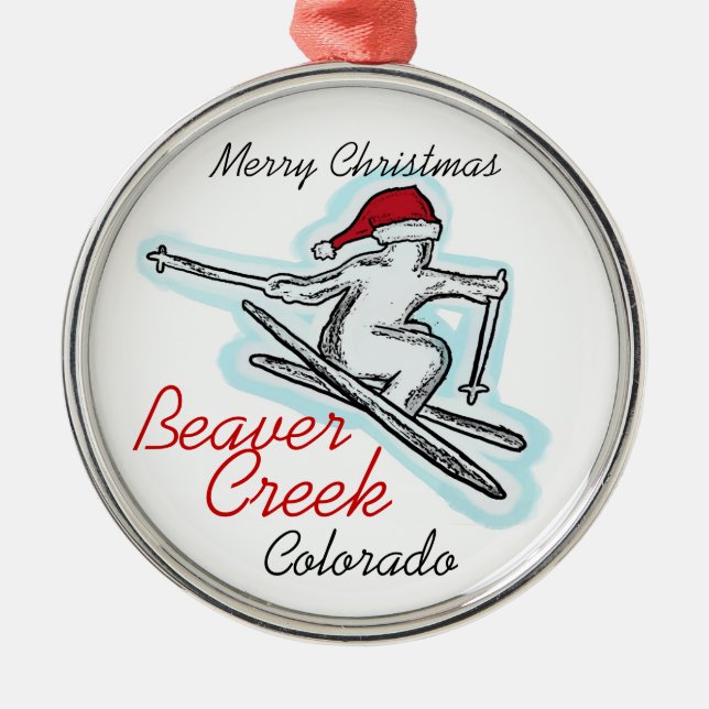 Beaver Creek Colorado santa skier ornament (Front)