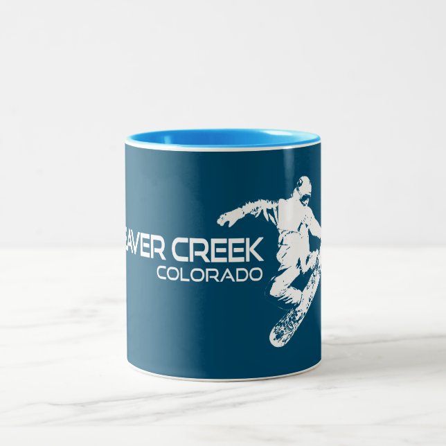 Beaver Creek Colorado Snowboarder Two-Tone Coffee Mug (Center)