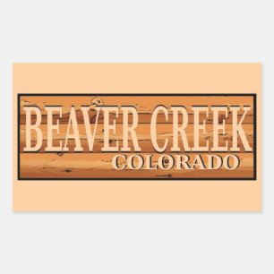 Beaver Creek Colorado wooden log sign Rectangular Sticker