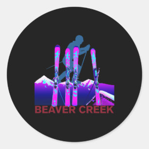 Beaver Creek Skiing Snowboarding Retro 90s Beaver Classic Round Sticker
