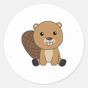 Beaver Cute Rodents For Kids Funny Beaver Classic Round Sticker