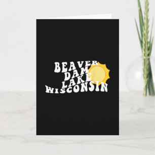 Beaver Dam Lake Wisconsin Wi Retro Wavy Souvenir V Card