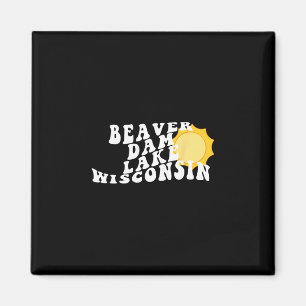 Beaver Dam Lake Wisconsin Wi Retro Wavy Souvenir V Magnet