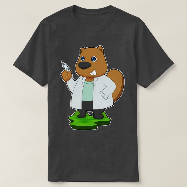 Beaver Doctor Syringe T-Shirt (Design Front)