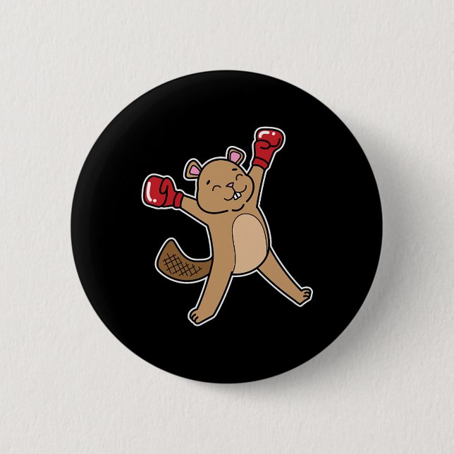 Beaver Does Boxing  6 Cm Round Badge (Front)