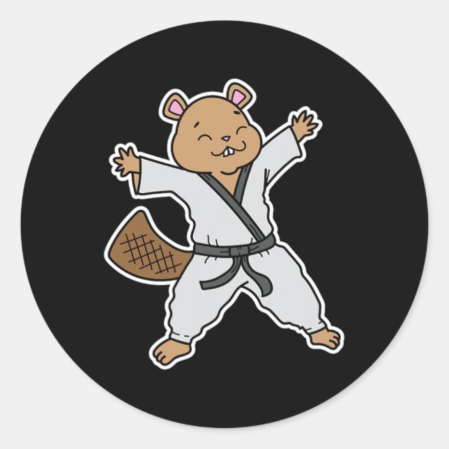 Beaver Does Karate  Classic Round Sticker (Front)