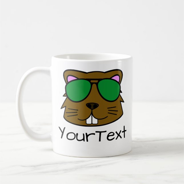 Beaver Doodle Face Personalised Coffee Mug (Left)