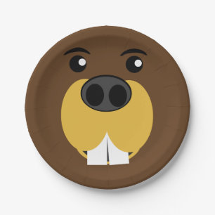 Beaver Face Paper Plate
