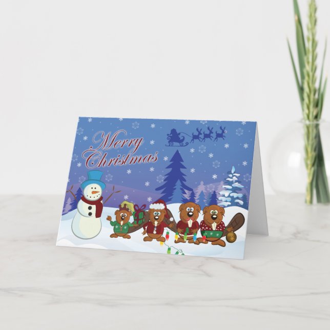 beaver family christmas holiday card (Front)